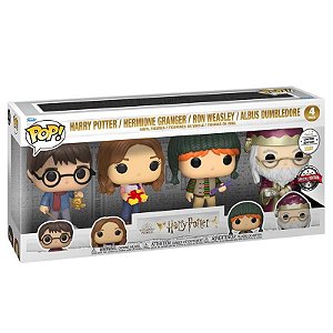 Funko Pop! Filme Harry Potter Hermione Granger Ron Weasley Albus Dumbledore 4 Pack Exclusivo